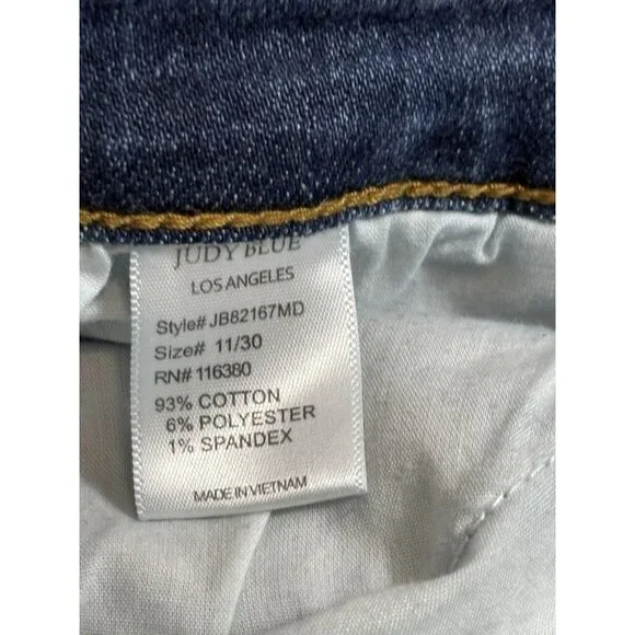 Judy Blue Skinny Fit Jeans Women's 11/30 Blue Red Plaid Patches Distressed Denim - Picture 6 of 7